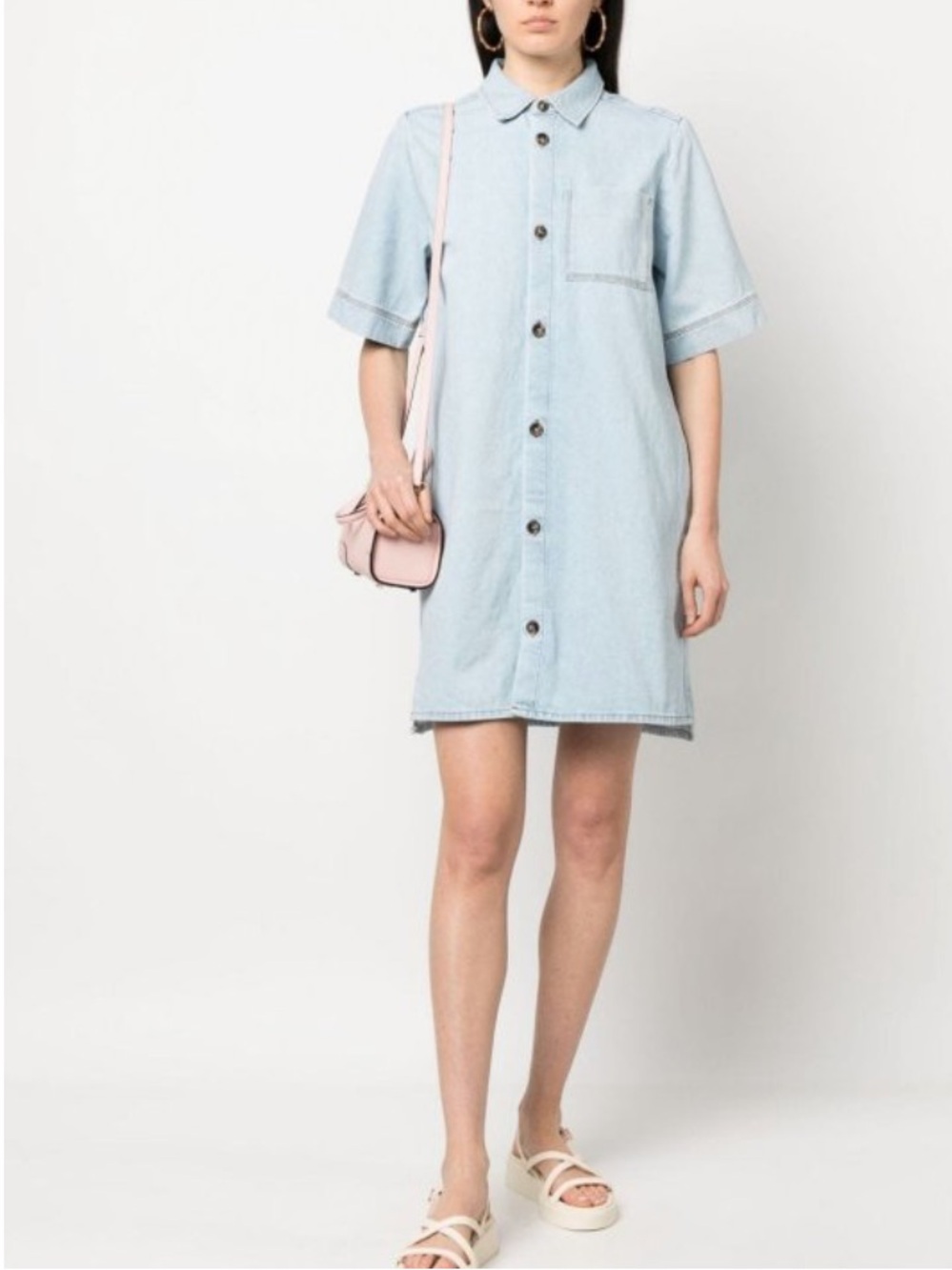 A.P.C. Pale Blue Denim Shirt Dress